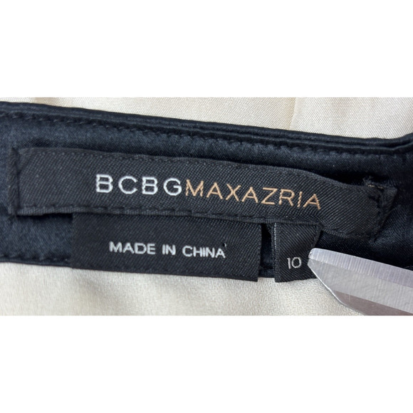 BCBG Maxazria Silk Dress Womens 10 Cream/Black Embroidered Floral Babydoll - Picture 11 of 13